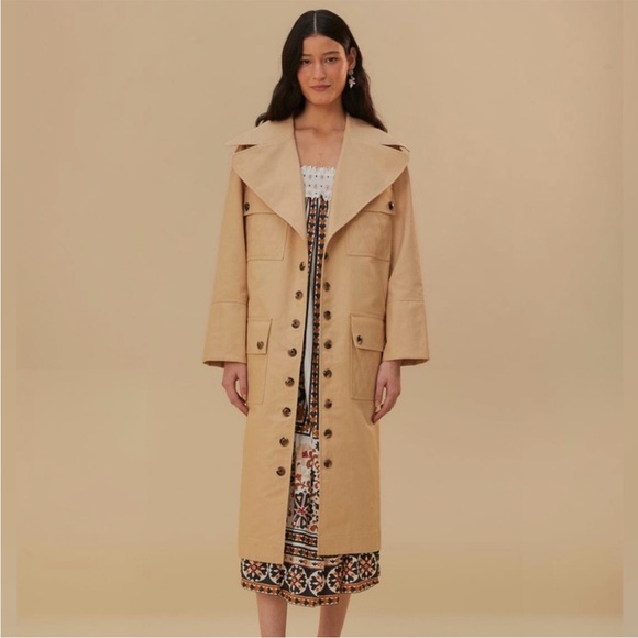 FARM Rio Jackets & Blazers - NWT FARM Rio Pockets over Nude Beige Belted Trench Coat, Size M